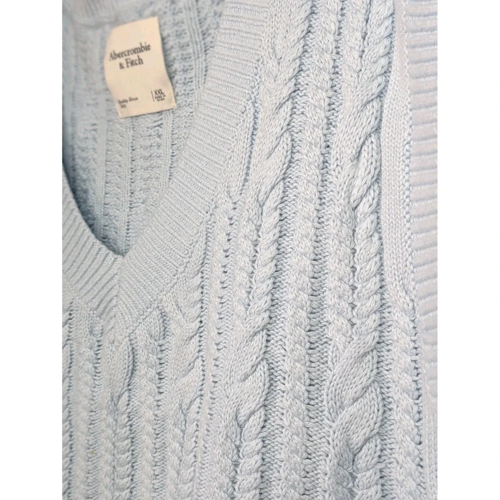 Abercrombie And Fitch Women's Sweater Vest XXL Blue Academia Knit Layer Stretchy